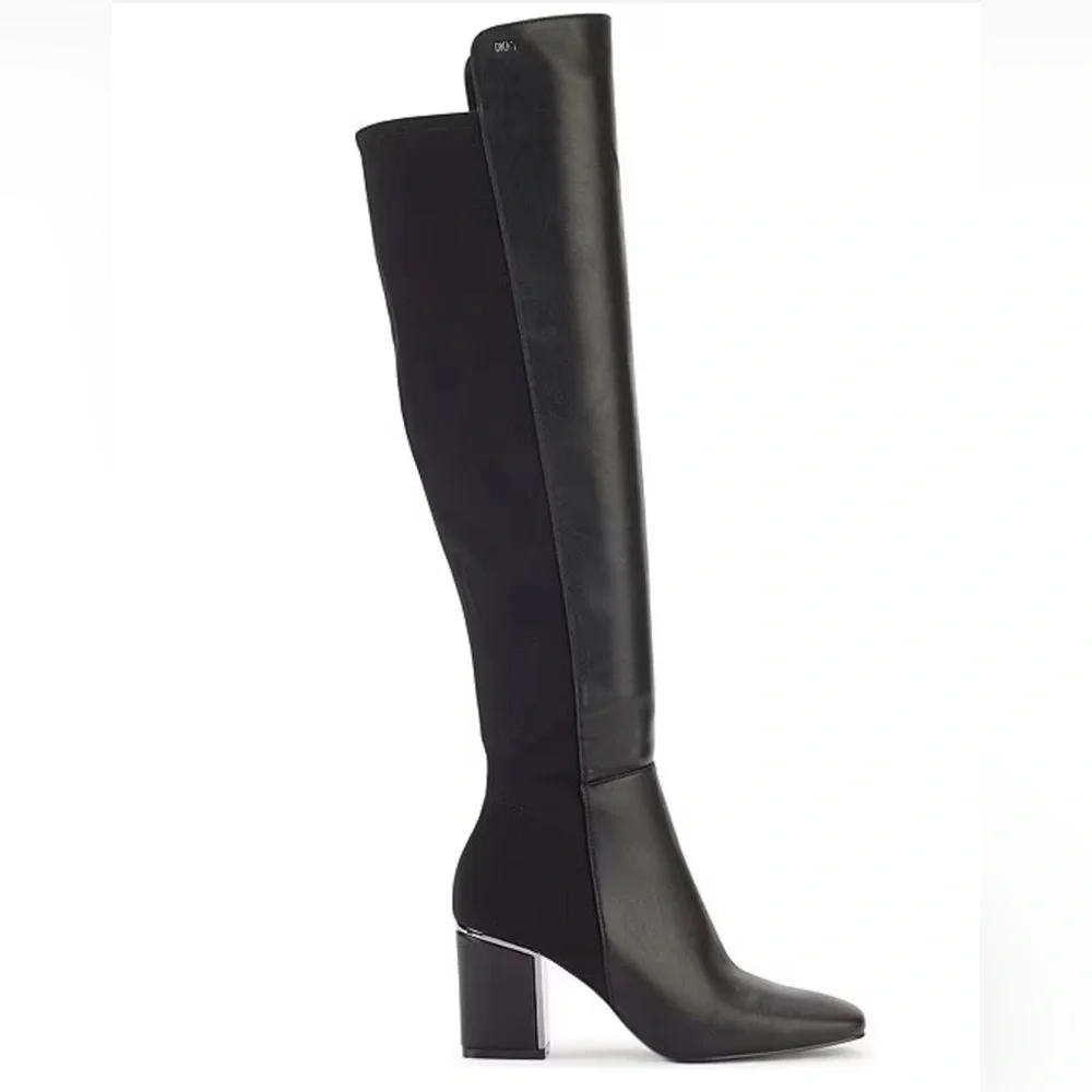 DKNY black Leather & microfiber Over The Knee Boots size 11‎ new